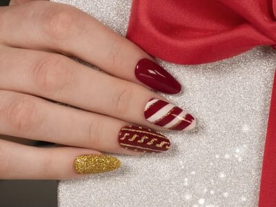 unghie rosse natale effetto maglioncino